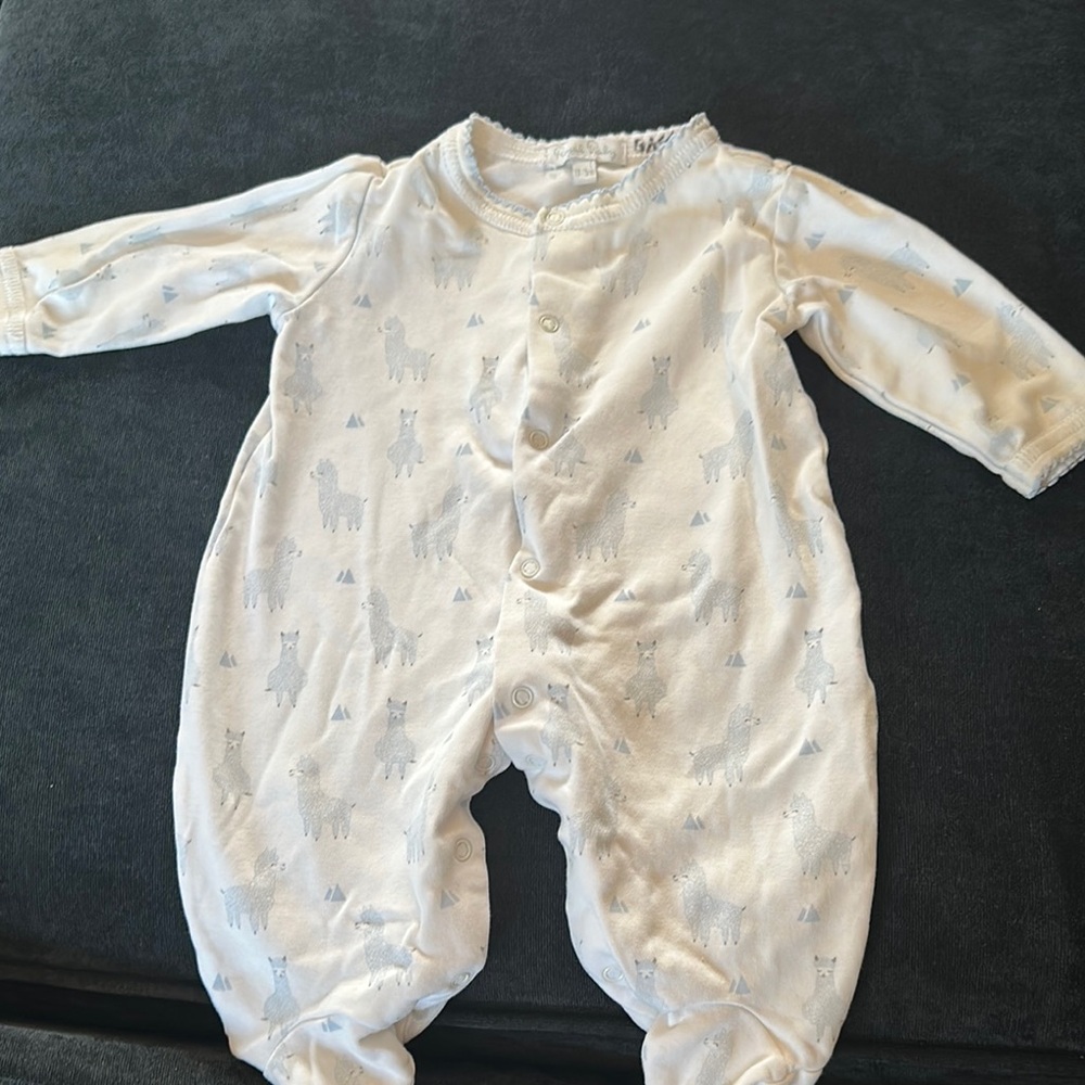 White Llama print Baby One Piece